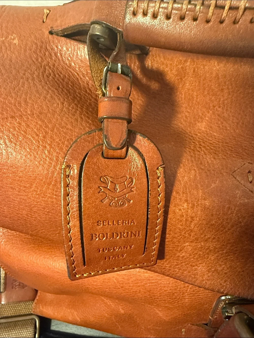 Boldrini Tan Leather Messenger Bag for Men